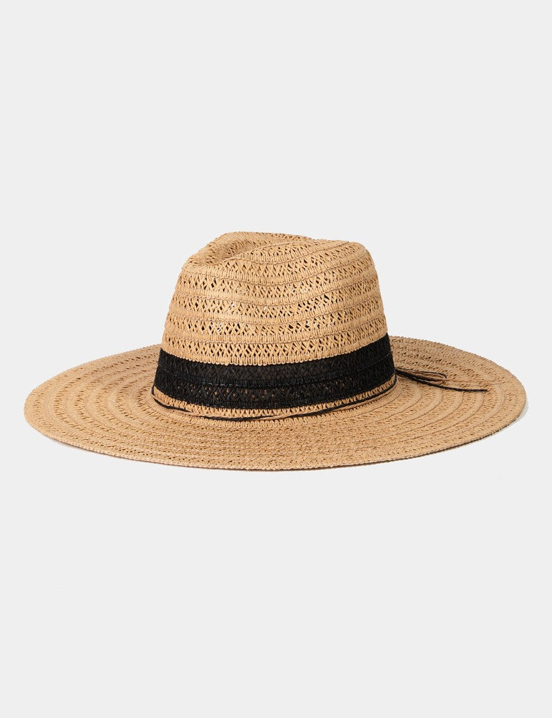 Fame Contrast Straw Braided Sun Hat