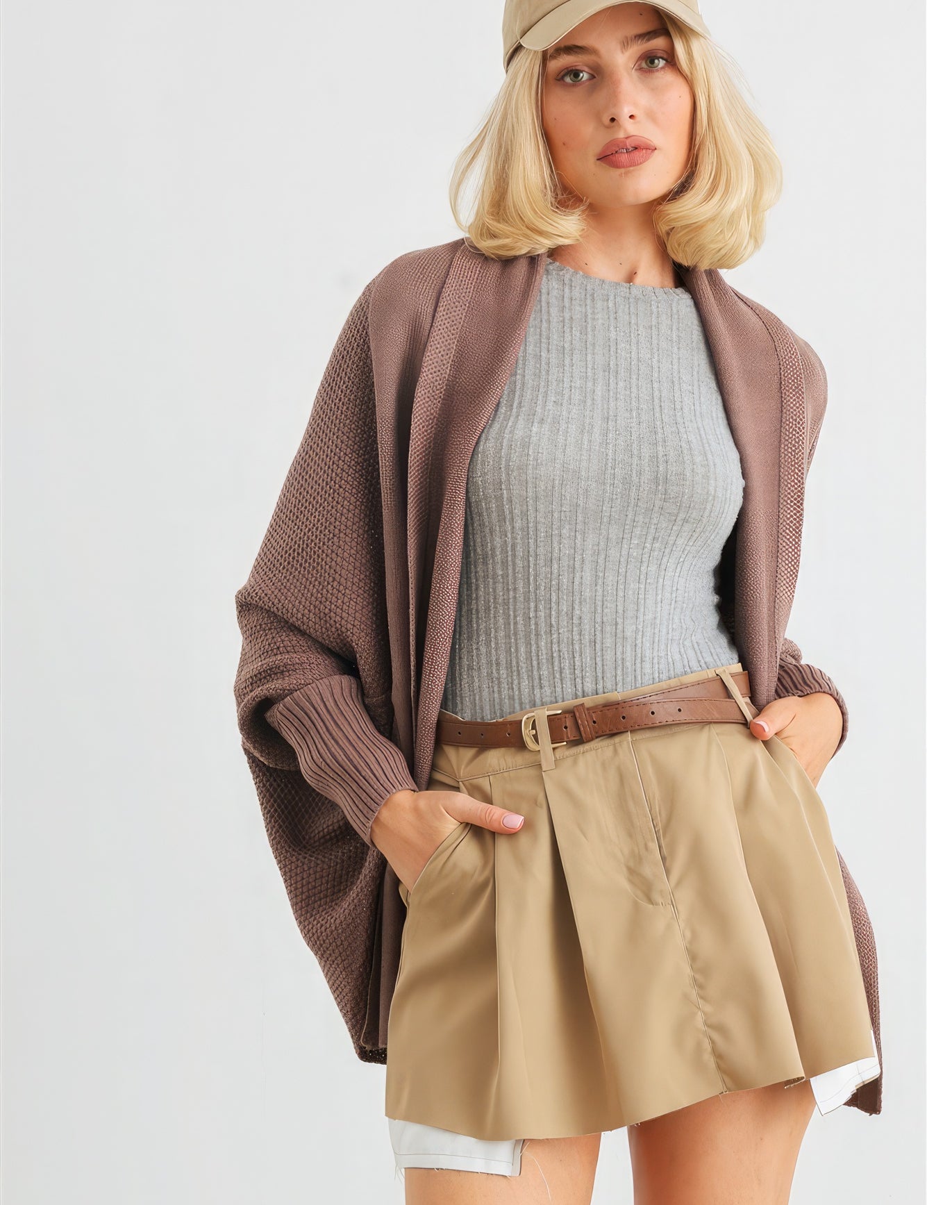 Batwing Sleeve Open Front Cardigan