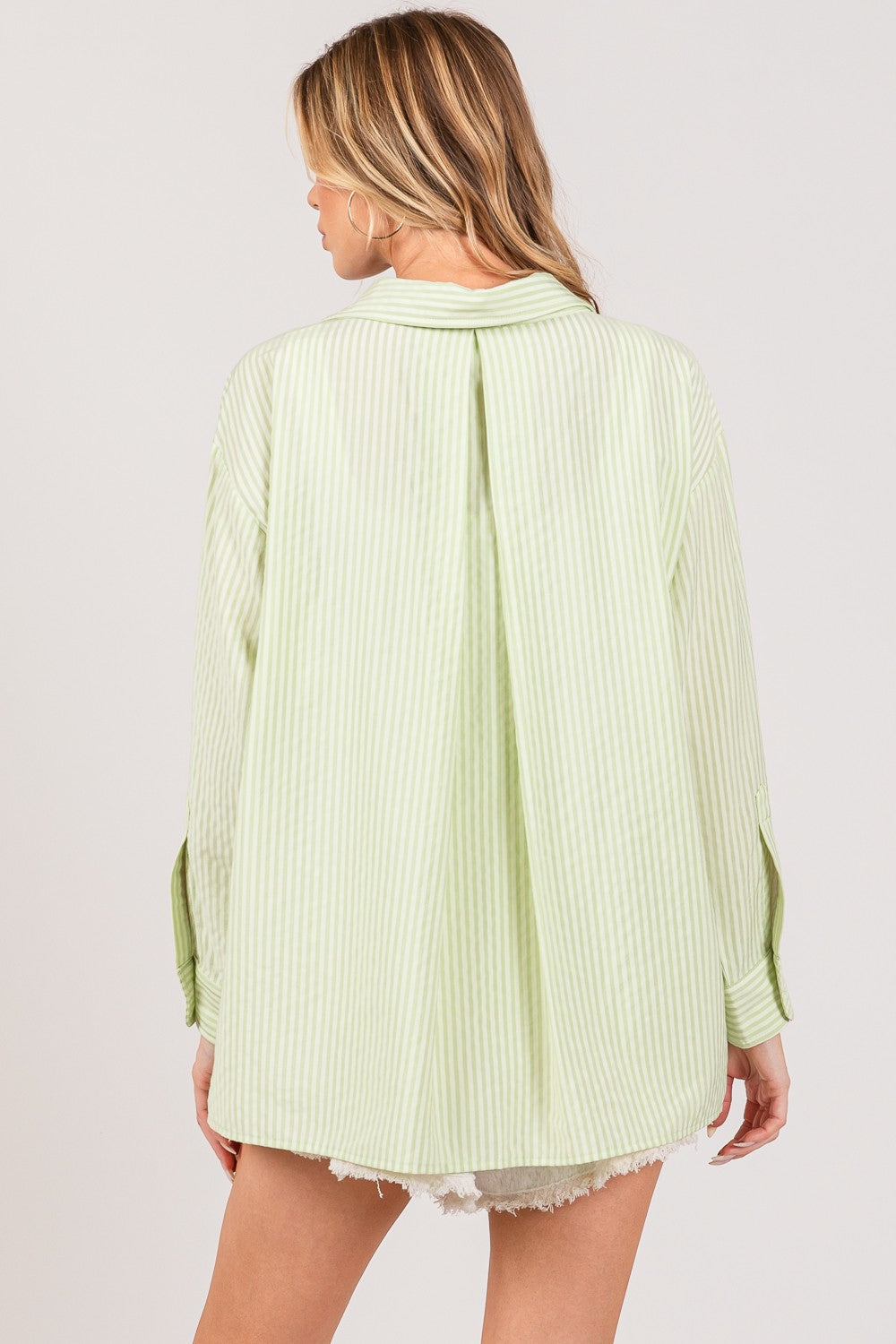 SAGE + FIG Striped Button Up Long Sleeve Shirt