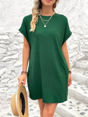 Round Neck Short Sleeve Mini Dress