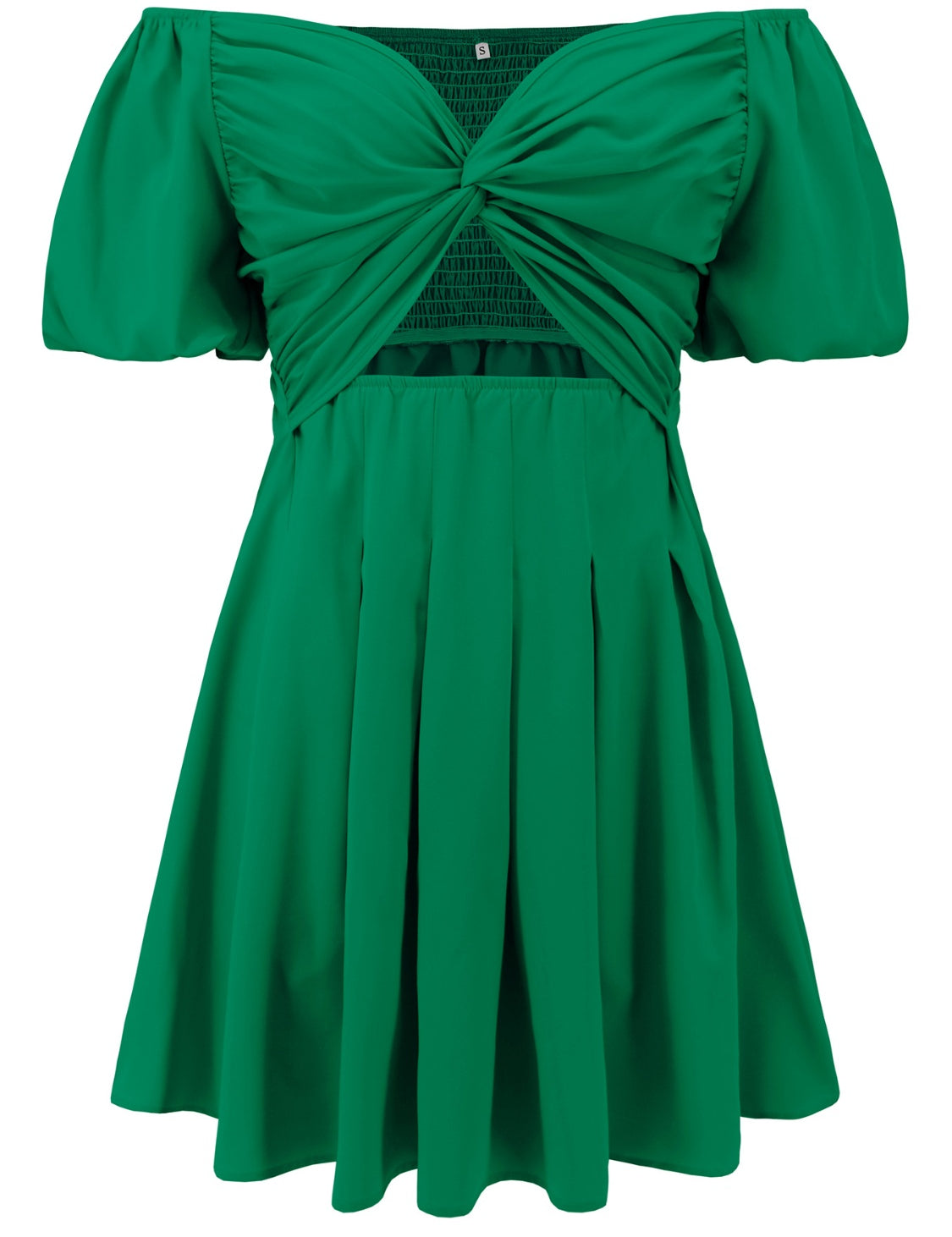 Cutout Twisted Off-Shoulder Short Sleeve Dress