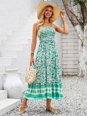 Printed Halter Neck Midi Dress