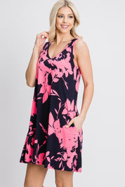 Heimish Full Size Floral V-Neck Tank Dress with Pockets